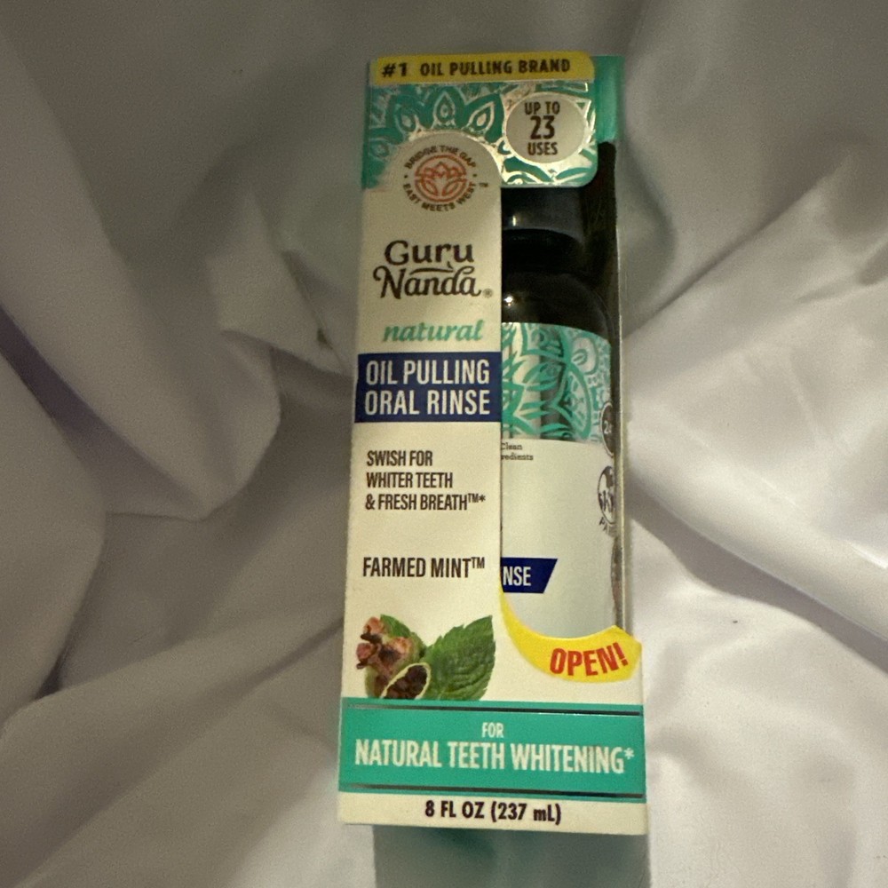 GuruNanda Oil Pulling Farmed Mint mouthwash for Complete Oral Hygiene – 8oz NEW