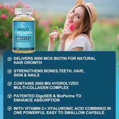 1-5x Collagen Peptides Types I, II, III, V, X 2000mg Pills Anti-Aging Skin 60ct