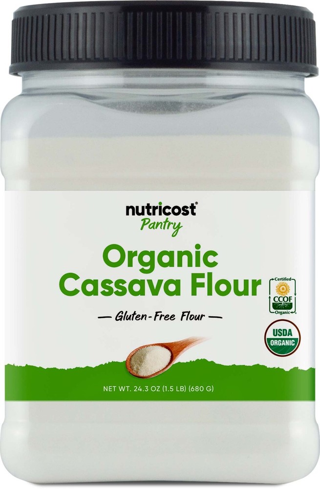 Nutricost Pantry Organic Cassava Flour (1.5 Pound Bottle) – Gluten Free, Non-GMO