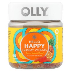 2 X OLLY, Hello Happy, Gummy Worms, Tropical Zing, 60 Gummies