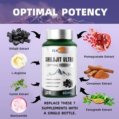3PCS Flynew Optimal Potency | Shilajit Ultra | Adaptogen Energy Stamina Immune