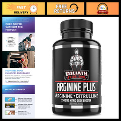 High Dose L-Arginine & L-Citrulline Malate 2500mg Nitric Oxide Booster for Endur