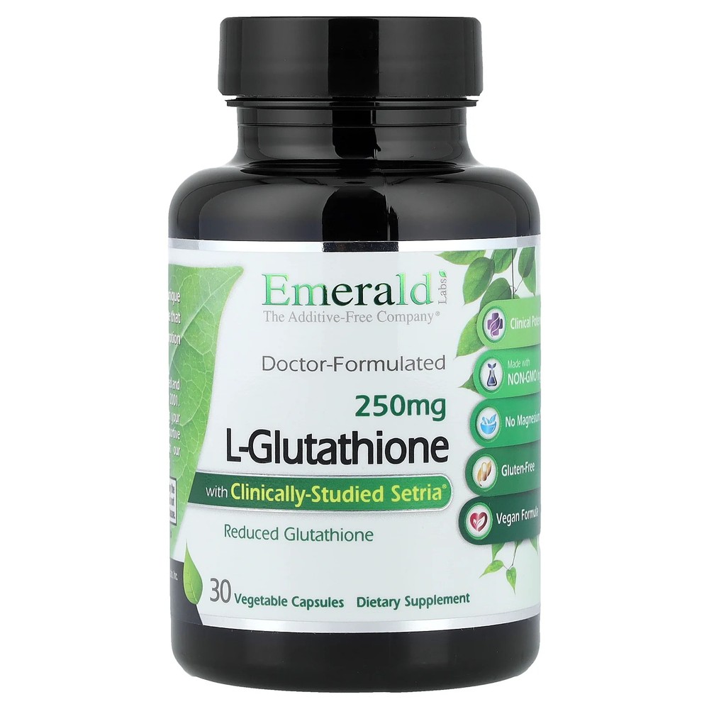 2 X Emerald Laboratories, L-Glutathione, 250 mg, 30 Vegetable Capsules