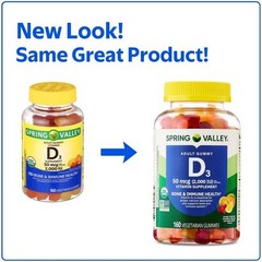 Spring Valley USDA Organic Vitamin D3 Vegetarian Gummies, 50 mcg, 160 Count