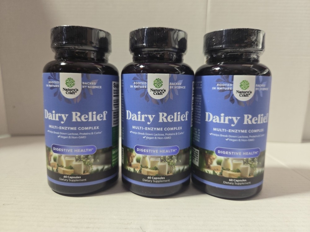 3 X Lactose Intolerance Pills 60 Days Fast Acting Dairy Digestive Enzyme 60ct