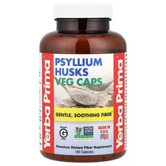 2 X Yerba Prima, Psyllium Husks Veg Caps, 180 Capsules