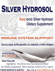 Ionic Colloidal Silver Hydrosol HALF GALLON 64 oz Immune Support
