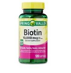 Spring Valley Biotin Dietary Supplement Softgels 10,000 mcg 120 Count