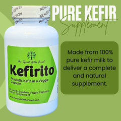 Kefirito 60 Kefir Veggie Capsules 30 Days Supply Nutrient Probiotic, Gluten-Free