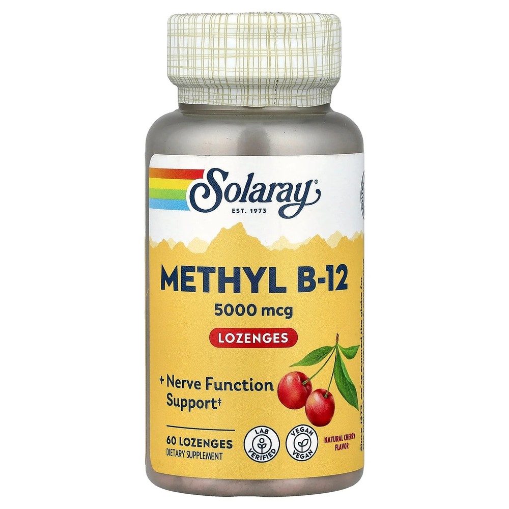 2 X Solaray, Methyl B-12, Natural Cherry, 5,000 mcg, 60 Lozenges