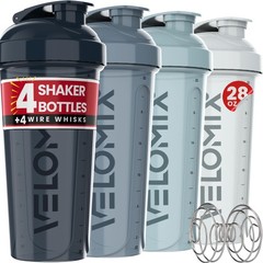 -4 PACK 28 Oz Protein Shaker Bottle for Protein Mixes – 4x Wire Whisk | Leak …
