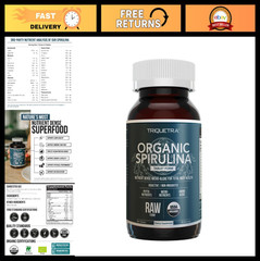 Organic Spirulina Tablets 360ct – High Nutrient Density, Non-Irradiated, 3 Certi