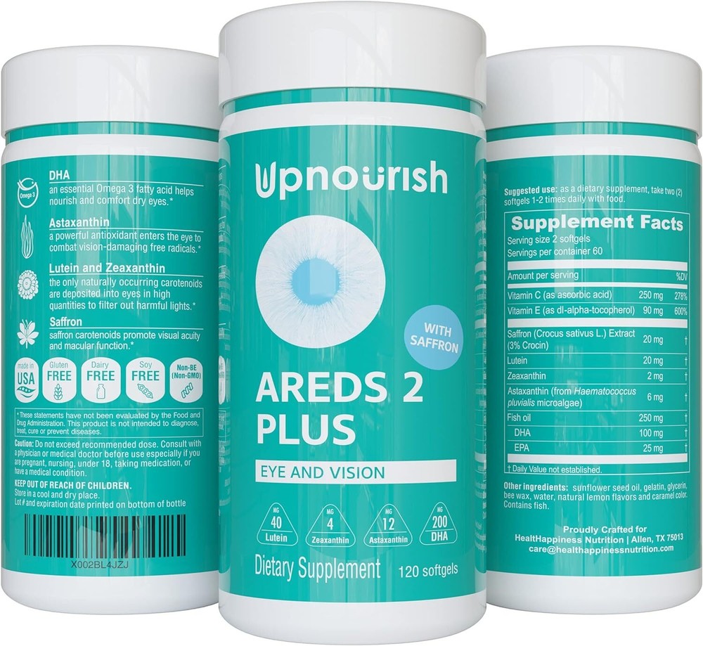UpNourish AREDS 2+ – Advanced Eye Vitamin Supplement for Macular Health and…
