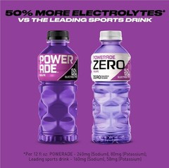 POWERADE Electrolyte Enhanced Zero Sugar Grape Sports Drink, 20 Ounce (Pack of 8