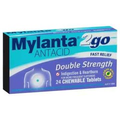 Mylanta 2go Double Strength Chewable Antacid Tablets 24 Pack Heartburn