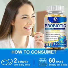 2 Packs 120 Caps Probiotics 100B CFU for Digestive & Immune System Support