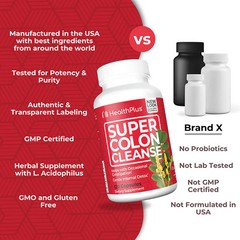 Health Plus Super Colon Cleanse Capsules Gentle Internal Detox 120 Count