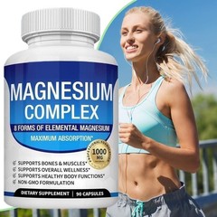 Magnesium Complex 8 Elemental Magnesium Supplement 1000mg Non-GMO 90 Capsules