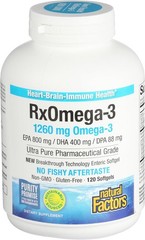 Natural Factors RxOmega-3 1260mg Fish Oil Heart Brain 120 Softgels