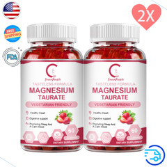 2 Bottles Magnesium Taurate Gummies for Sleep, Muscle, and Heart Health Support