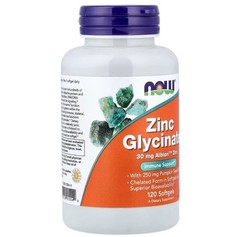 NOW Foods Zinc Glycinate, Immune Support 120 Softgels ~ Exp 04/2030