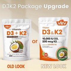 Corefeel Vitamin D3 K2 10,000 IU, MK|7, mcg 200 Coconut 300 Oil Softgels, 2 i