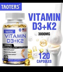 Vitamins D3 + K2 Sofgels 3000mg Per Serving Join & Bone Support 120 Capsules