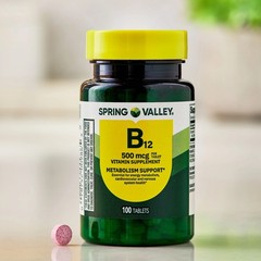 Spring Valley Vitamin B12 Supplement, 500 mcg, 100 Count, Tablets for Metabolism