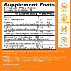 Doctor’s Best Vegan Glucosamine Chondroitin MSM 120 Caps Joint Skin Nails