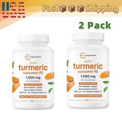 2 PACKS Pure Turmeric Curcumin Supplement 1,000mg | 95% Curcuminoids | 120Veggie