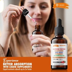 Cayenne Pepper Drops Hawthorn Beet Root Turmeric Vitamin K2 D3 Liquid Supplement
