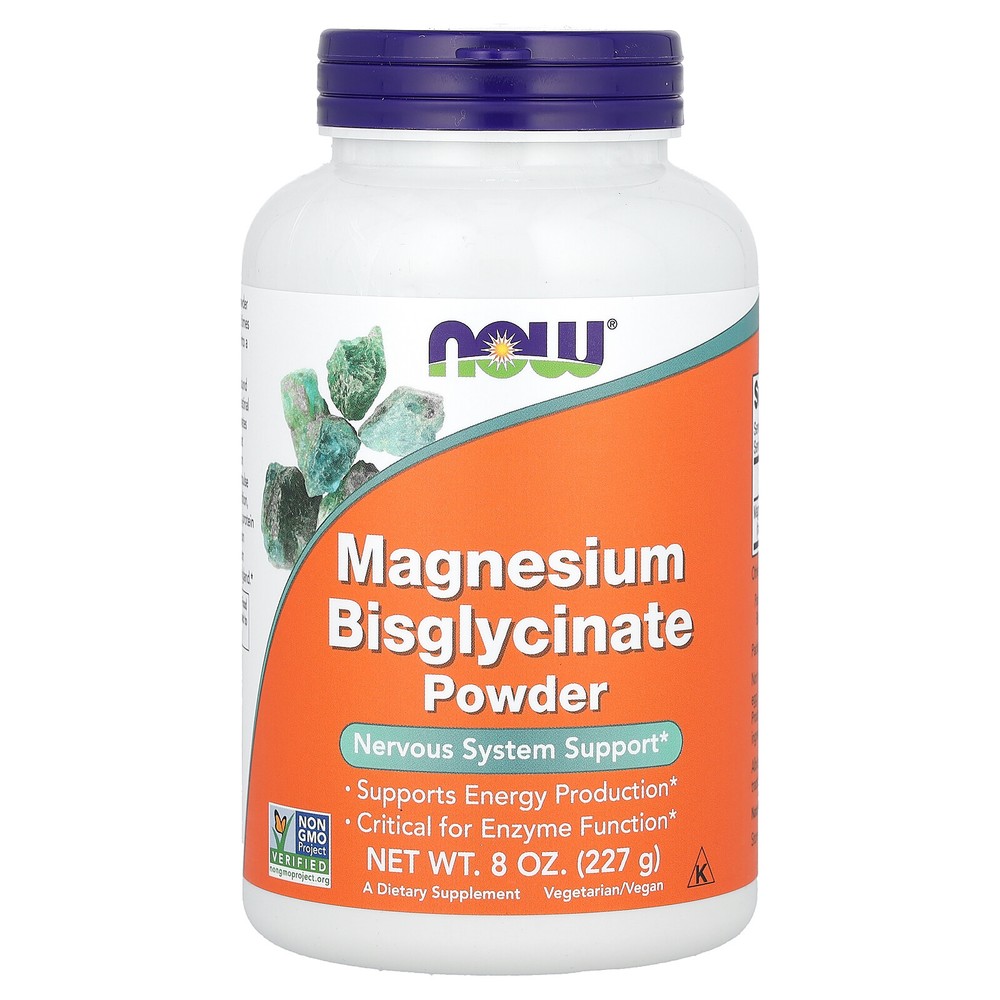 Now Foods Magnesium Bisglycinate Powder 8 oz 227 g GMP Quality Assured, Vegan,