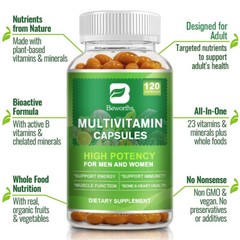 Multivitamin Capsules Daily Vitamins Minerals Supplement Multi Vitamin 120 Pills