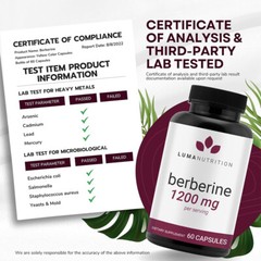 Berberine Supplement 1200 mg per Serving Berberine HCI LUMA NUTRITION NEW
