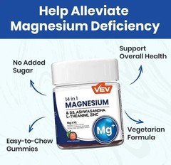 VEV 14-in-1 Magnesium Gummies – with Ashwagandha, L-Theanine, Vitamin D3 & Zinc