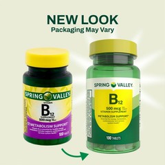 Spring Valley Vitamin B12 Tablets, 500 mcg, 100 Count