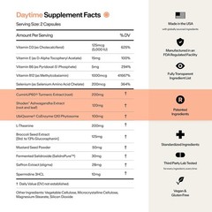 Stasis Daytime Energy & Focus Supplement for Men & Women with Vitamin D3, L Th