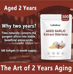 LallaBest Odorless Aged Garlic Extract 500mg 300 Softgels Gluten Free