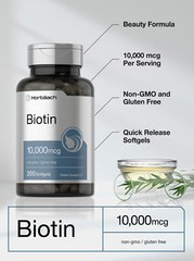 Biotin 10 000 mcg | 200 Softgels | Vitamin B7 Supplement | Non-GMO | by Horbaach
