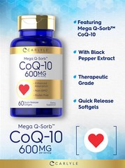 CoQ10 600mg | 60 Softgels | Enhanced Absorption | Non-GMO | by Carlyle