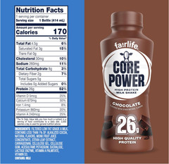 Core Power Protein Shake, Chocolate, 26g Protein, 14oz, 12-Pack