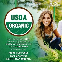 USDA Organic Tart Cherry Extract 120 Count Vegan 3000 mg Strength 10:1 Uric Acid
