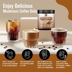 1x Mushroom Coffee Powder Lions Mane Reishi Immunity & Brain Booster 70g