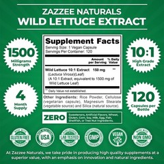 Zazzee Extra Strength Wild Lettuce 10:1 Extract, 1500 Mg Strength, 120