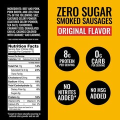 Keto Friendly Zero Sugar Smoked Sausages, 10oz Pack of 2 – Low Carb Snack