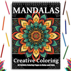 Mandala Coloring Books for Adult Women Spiral Bound Page Printed Single-Sided Gi
