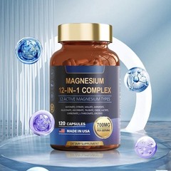 Magnesium 5x 12 1 in Complex 700mg – Glycinate Citrate Malate Taurate 120 Caps