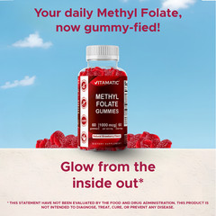 Vitamatic Methylfolate Gummies 1000 mcg – Active 5-MTHF Form – 60 Gummies