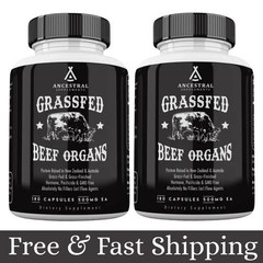 Ancestral Supplements Grass Fed Beef Organ Supplement – Non-GMO, 360 Caps 2Pack