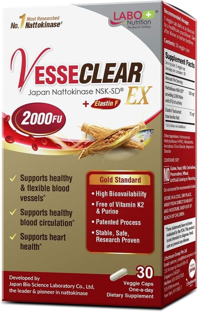 Labo Nutrition Vesseclear Ex: Nattokinase Nsk-sd+elastin F For Clean &